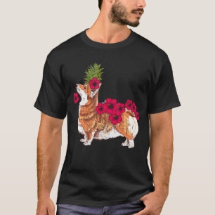 T-shirt Tee-shirt Hawaïen Tropicaux Aloha Chien Corgi Anan