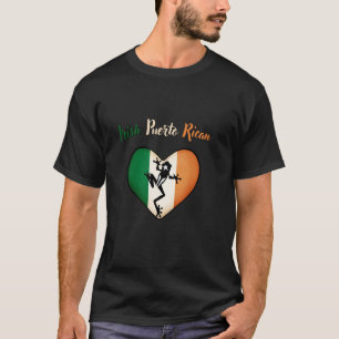 T-shirt Tee-shirt Irlandais Portoricain Drapeau Irlande Cœ