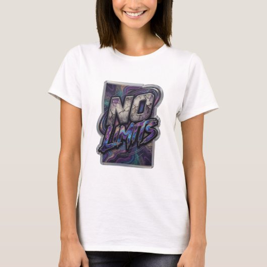 T-shirt Tee-shirt Modern Silver slogan NO LIMITS (Devant)