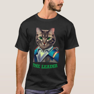T-shirt Tee-shirt noir drôle avec un chat patron en costum