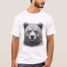 Tee-shirt noir et blanc Ourson Brun