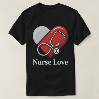 T-shirt Tee-shirt Nurse Amour Battement de coeur Stethosco