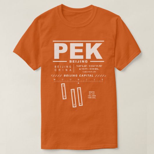 T-shirt Tee - shirt PEK de l'aéroport de Pékin (Design devant)