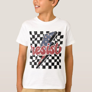 T-shirt Tee-shirt Résister Vintage, Patriote à Carreaux Ré