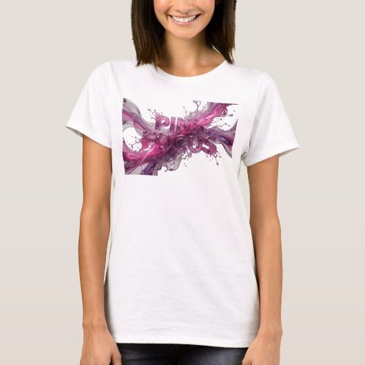 T-shirt Tee-shirt rose vif PINK FOCUS Statement (Devant)