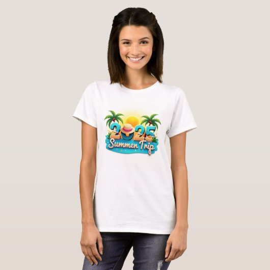 T-shirt Tee-shirt thème plage colorée pour voyage d'été 20 (Devant entier)