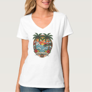 T-shirt Tee-shirt Tropical Monterey Palm Waves Tattoo