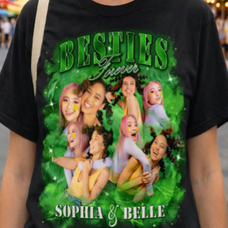 T-shirt Tee shirt vert rap bootleg besties vintage 90s  