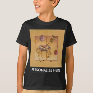 T-shirt Tee - shirts foncés pour enfants - Giraffe de carr