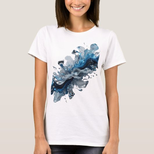 T-shirt Tee vibrant argent WATER FLOW Statement (Devant)