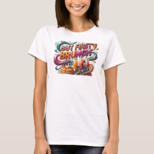 T-shirt Tee vibrant orange MAIS D'ABORD BRUNCH Statement