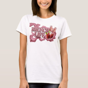T-shirt Tee vibrant rouge slogan VIE DE BRUNCH