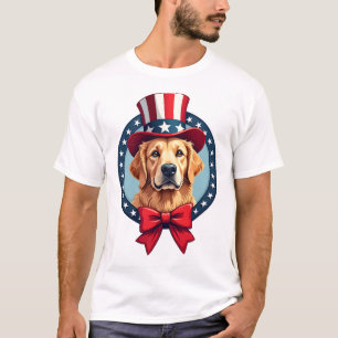 T-shirt Tee vintage à crête douce Retriever doré patriotiq