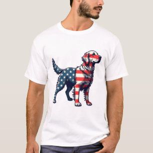 T-shirt Tee vintage silhouette de Golden Retriever patriot