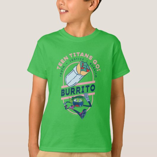 T-shirt Teen Titans Go ! Beast Boy "Truth Justice Burrito" (Devant)