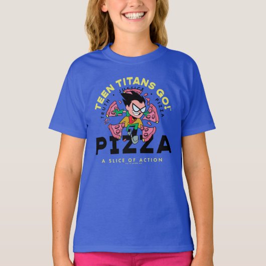 T-shirt Teen Titans Go ! Robin "Truth Justice Pizza" (Devant)