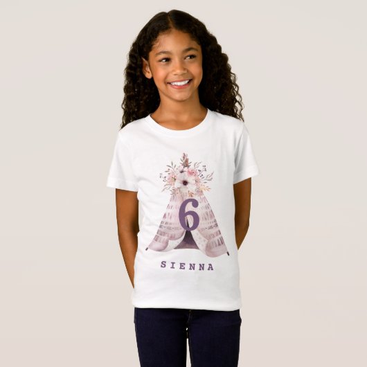 T-Shirt Teepee d'anniversaire d'âge aquarelle teepee t-shi (Devant entier)