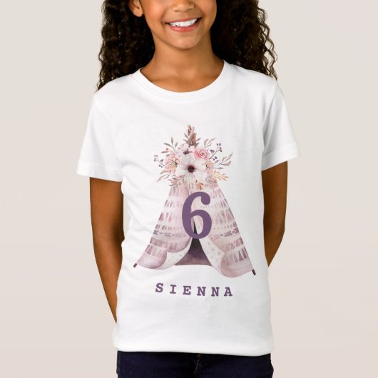 T-Shirt Teepee d'anniversaire d'âge aquarelle teepee t-shi (Devant)