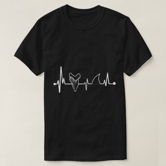 T-shirt Teeth heartbeat requin fossile chasseur de requin (Design devant)