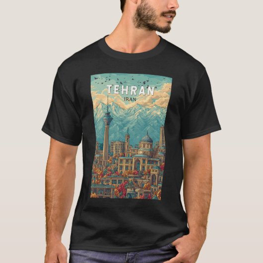 T-shirt Téhéran Iran Illustration Voyage Art Vintage (Devant)