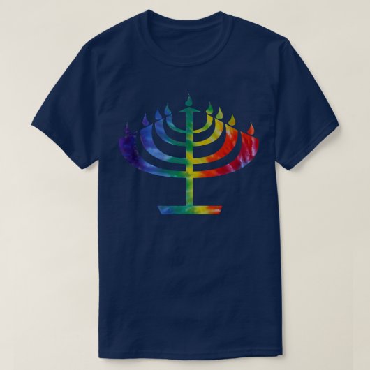 T-shirt Teint coloré Dye Chanukah Hanoukka Menorah (Design devant)