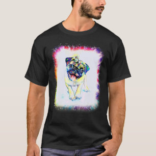 T-shirt Teinture à l'eau Chiens Pug Garçon Fille Tie Dye E