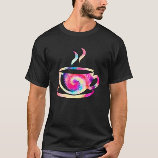 T-shirt Teinture d'aquarelle teinture arc-en-ciel café pou (Devant)