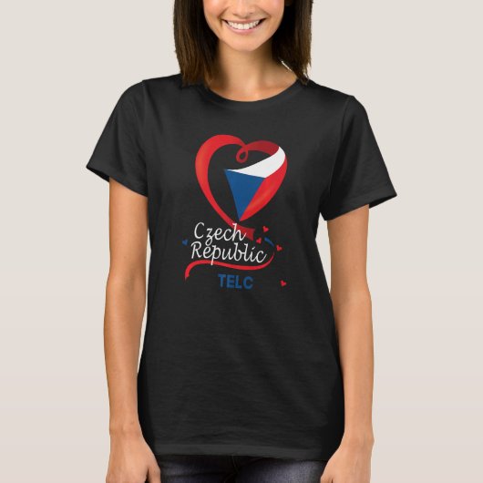 T-shirt Telc Checzh Republic Coeur Drapeau Lion Tige D'Arm (Devant)