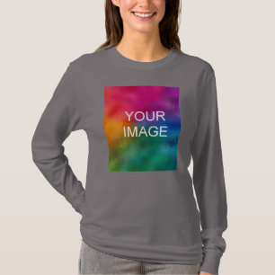 T-shirt Téléchargez votre photo pour les femmes Fumer Gris