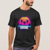 T-shirt Télécommande Quadcopter Vaporwave Drone Piloter Un (Devant)