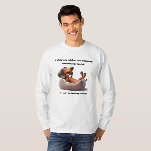T-Shirt Telemarketer Dachshund drôle (Devant entier)