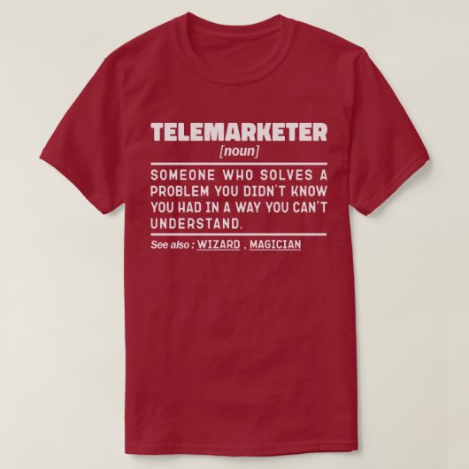 T-shirt Telemarketer Noun Définition Représentant commerci (Design devant)