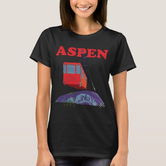 T-shirt Téléphérique d'Aspen Red Ski Retro Voyage (Devant)
