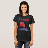 T-shirt Téléphérique d'Aspen Red Ski Retro Voyage (Devant entier)