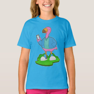 T-shirt Téléphone mobile Flamant rose