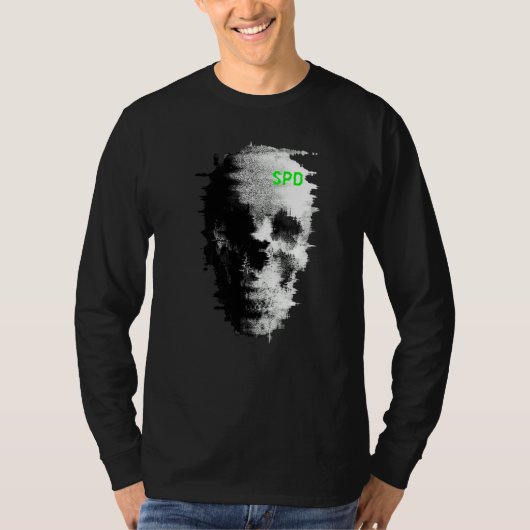 T-shirt Télévision Crâne Fantôme de Bug Statique (Devant)