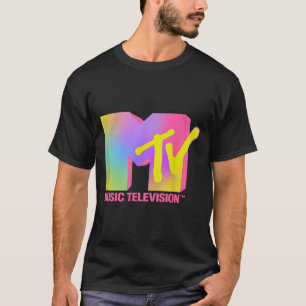 T-shirt Télévision musicale rétro néon rose MTV