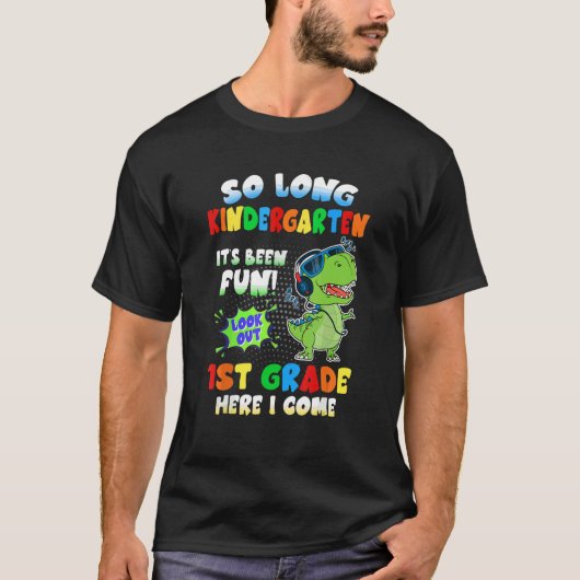 T-shirt Tellement long jardin d'enfants Dinosaur regarder (Devant)