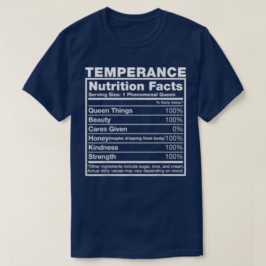 T-shirt Température Valeur nutritive Température Nom Birth (Design devant)