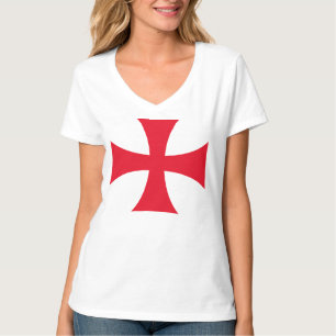 T-shirt Templar Cross Croisé Femme Col V Tee