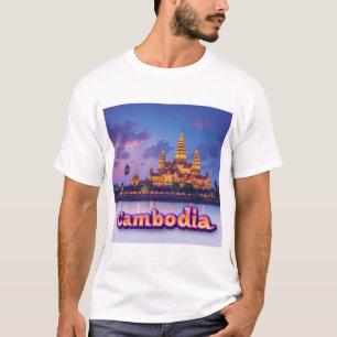 T-shirt Temple cambodgien doré au crépuscule