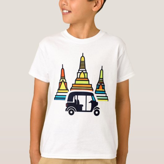 T-shirt Temples thaïlandais et tuk tuks (Devant)