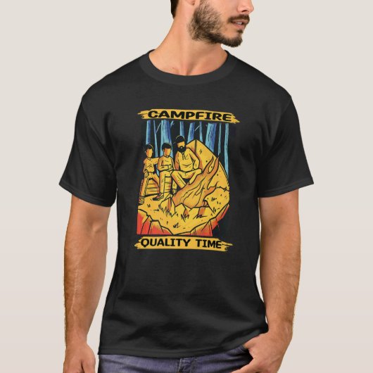 T-shirt Temps de qualité du feu de camp pour le camping-ca (Devant)