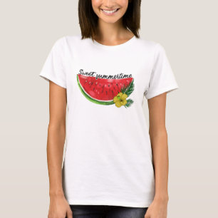T-shirt Temps d'été doux Watercolor Watermelon