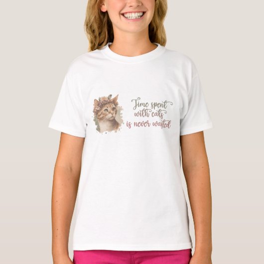 T-shirt Temps passé avec chats mignon Chat Aquarelle Desig (Devant)