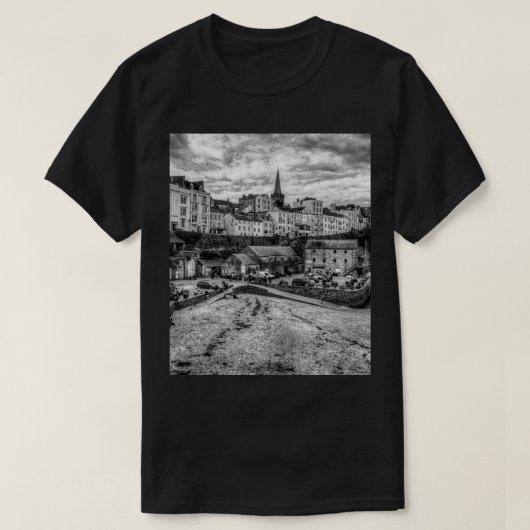 T-shirt Tenby North Beach Noir Et Blanc (Design devant)