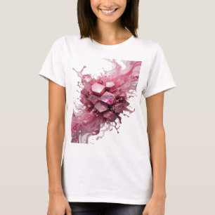 T-shirt Tendance Argent 3D CRISTAL EXPLOSION Texte 3D Art