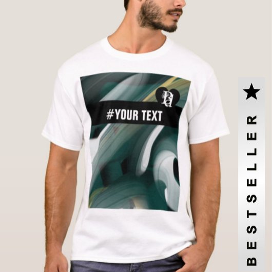 T-shirt tendance Art Abstrait noir blanc vert