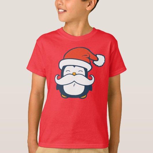 T-shirt Tendance de moustache de pingouin de Noël (Devant)