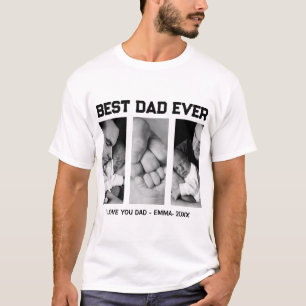 T-shirt Tendance Meilleur Papa Photo Nom de Bébé & Année